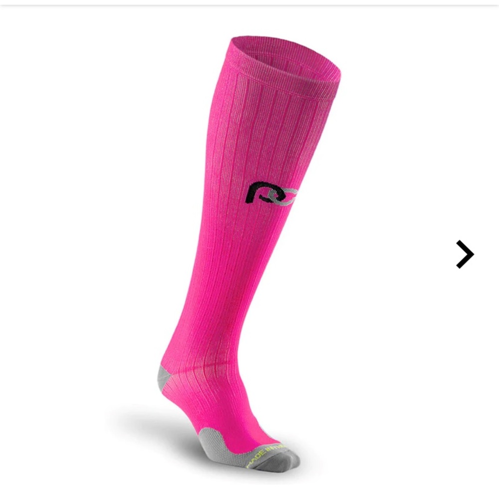 Hot pink PRO Compression knee high running socks calf S/M